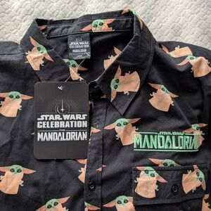 NWT Star Wars Celebration Mandalorian Grogu Baby Yoda - Black Polo Mens L